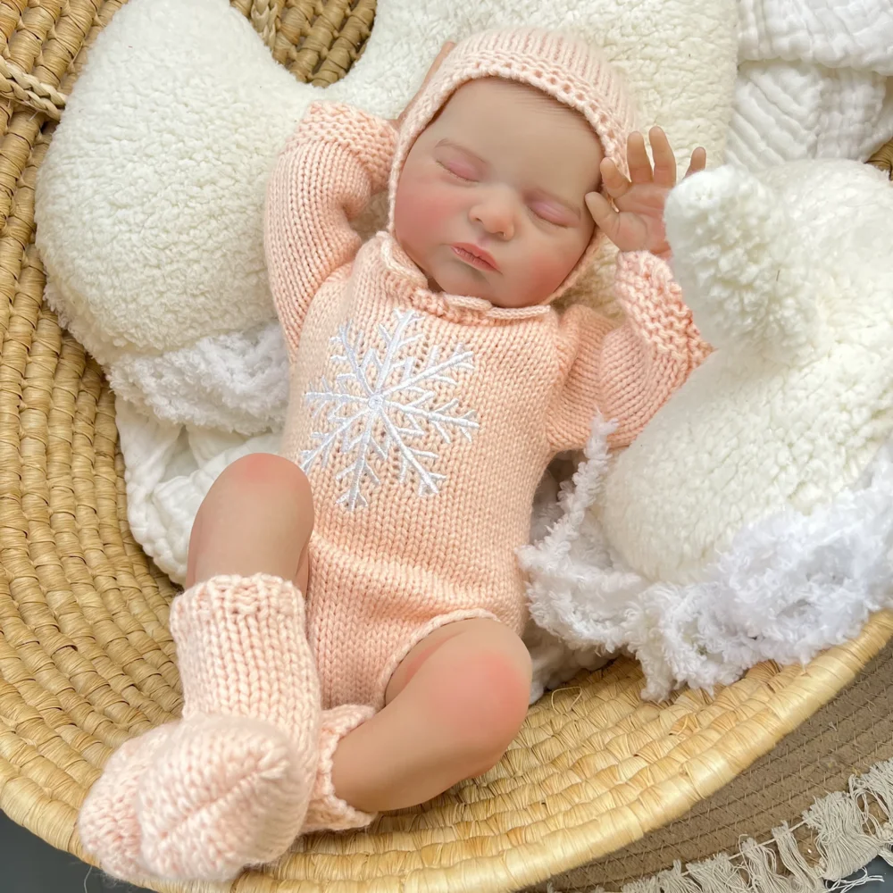 BZDOLL 50CM 잠자는 리본 베이비돌, 3D 피부와 눈에 띄는 정맥이 있는 여자아이용 장난감, 비닐 팔다리, 천 몸체, 아트 베이비 컬렉션