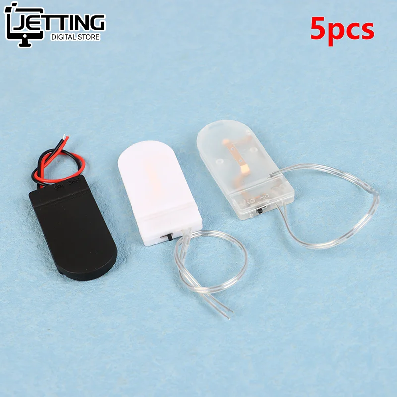 5Pcs Dual Slots CR2032 CR 2032 Button Coin Cell Battery Holder Case Cover With ON-OFF Switch Leads Wire 6V Battery Box DIY