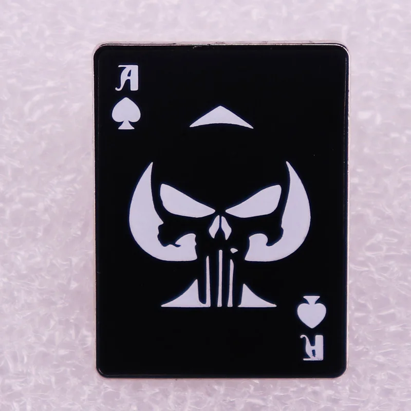 Punisher Skull Logo Enamel Pin A Playing Cards Brooch Religion Lapel Badge Jewelry