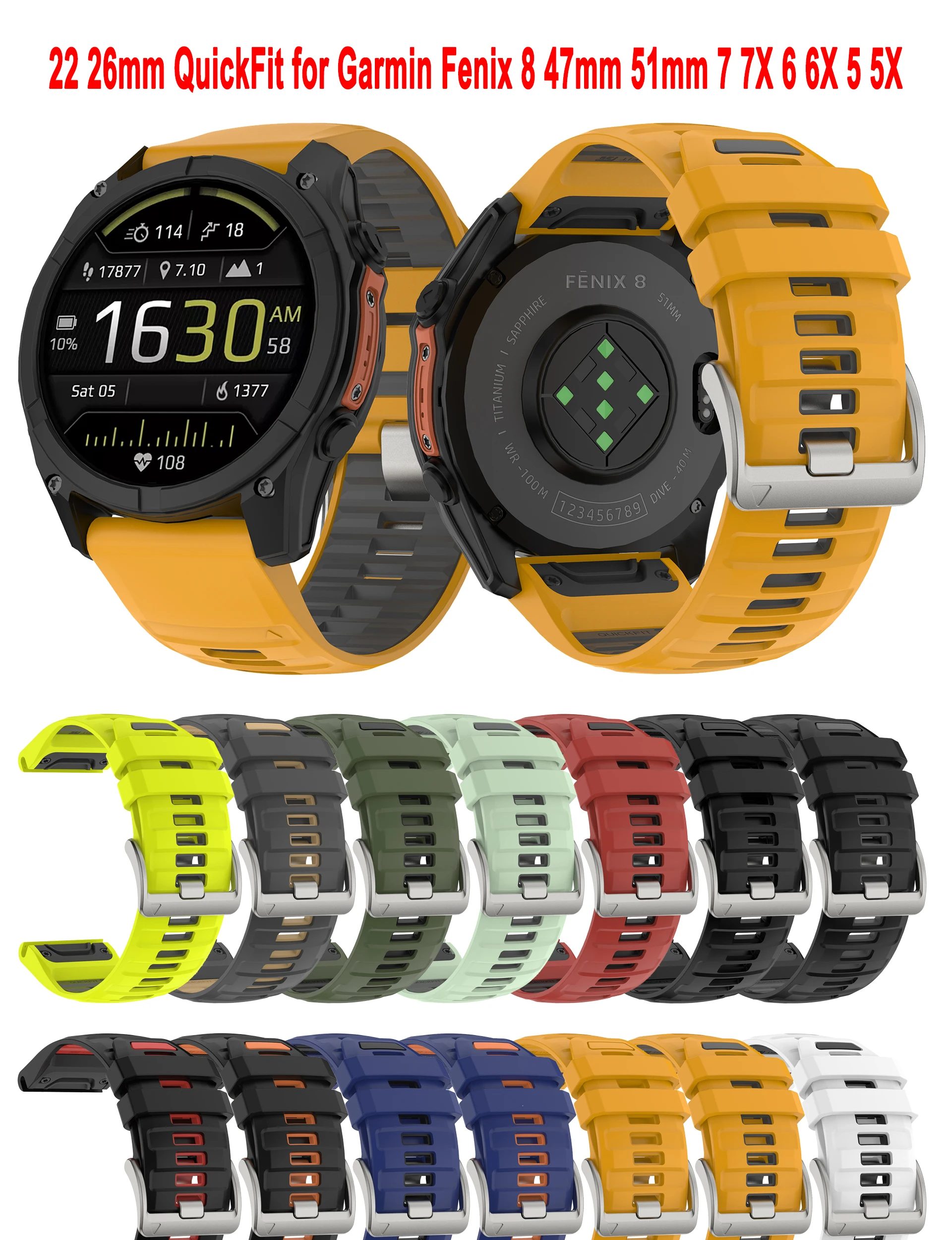 Für Fenix 8 47mm 51mm Uhrenarmband 22 26mm QuickFit Armband für Garmin Fenix 8 7 7X Pro 6 6X Pro 5 5X 965 955 Epix Pro Gen2 Armband – Detail 1