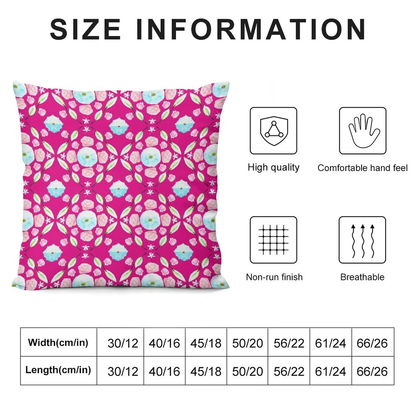 Watercolor Flowers Seamless Tile Pattern Magenta Throw Pillow Sofa Cover Cushions For Sofa Cushion Covers For Living Room pillow