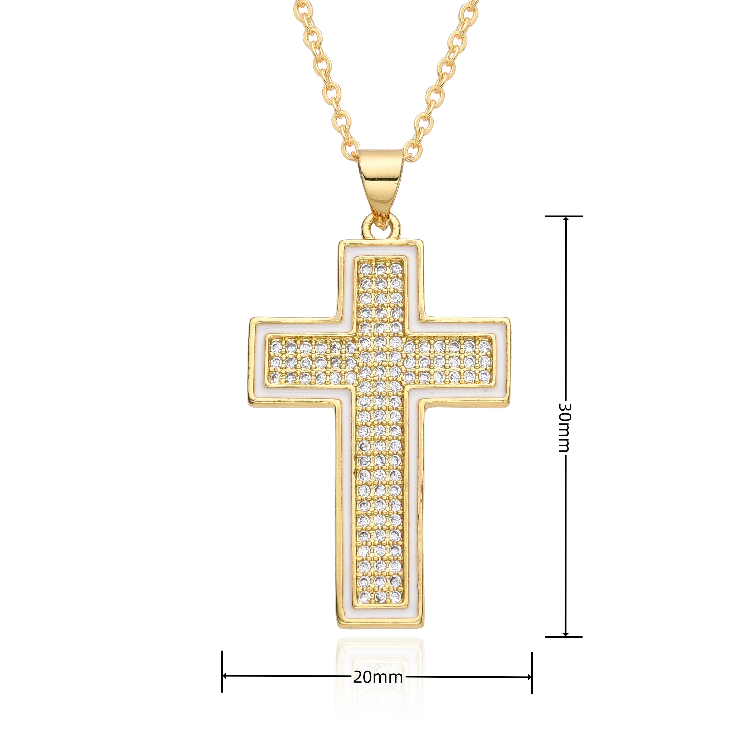 Ciondolo croce latina Color oro collana di gesù con zirconi cubici per donna uomo catena clavicola Charms creazione di gioielli accessori fai da te