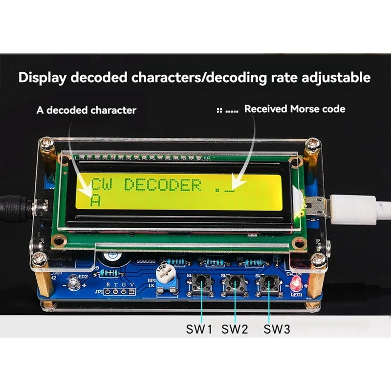 CW مورس كود فك DIY كيت CW المدرب مورس كود فك DIY مجموعة المكونات الإلكترونية مع شاشة LCD الرقمية