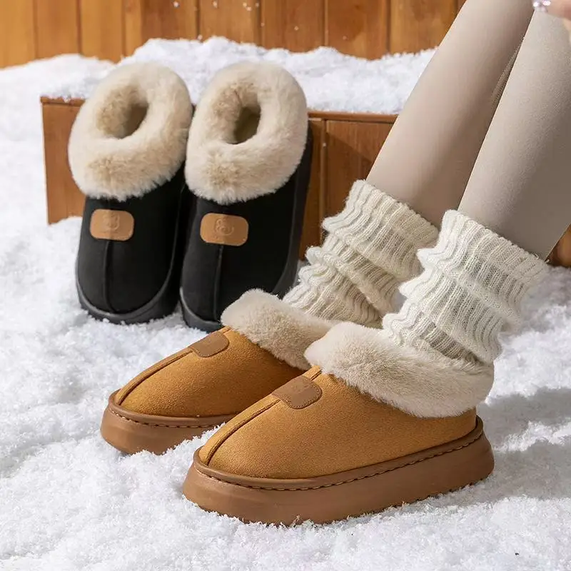 

Casual House Shoes For Men 2025 Outdoor Warm Cotton Shoes For Women Indoor Plush Padded Slippers Male Winter Women Shoes