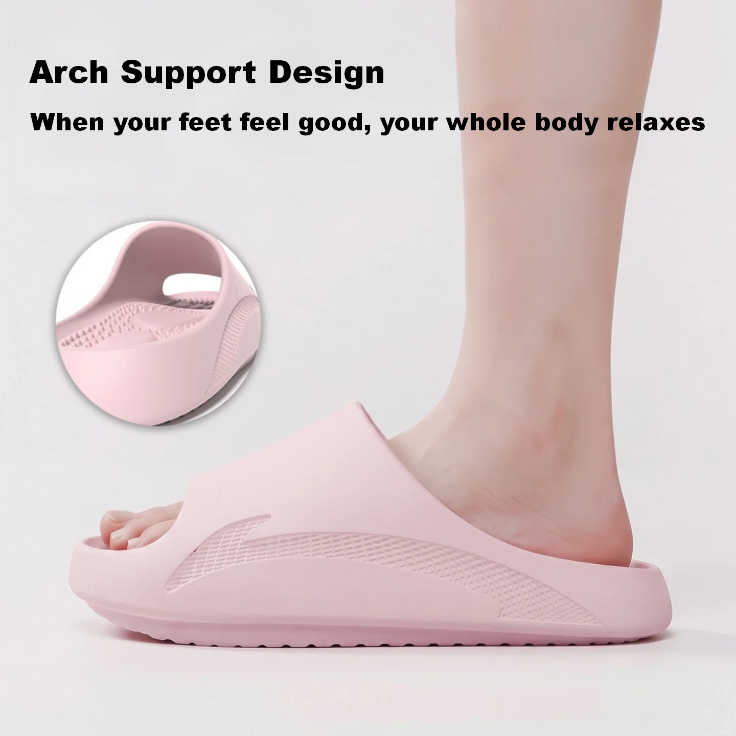 One-Piece Molded EVA Closed Toe Slides, Ergonomic Massage Insole Anti Slip Indoor Outdoor Sandals