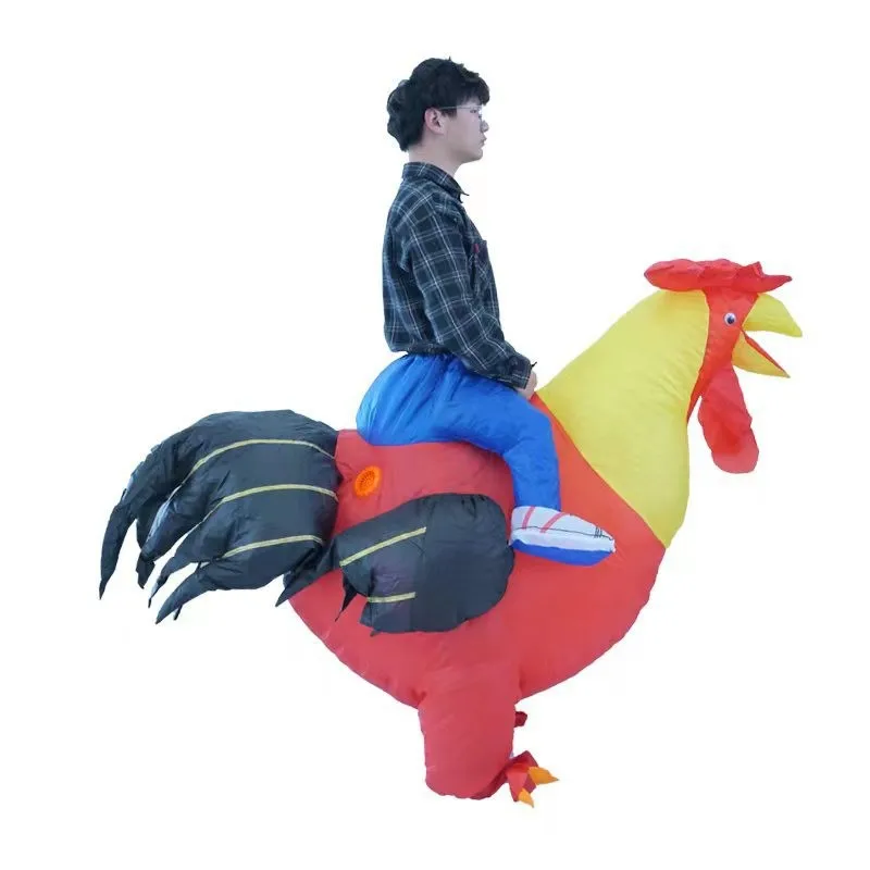 Funny Red Rooster Inflatable Suit Parent-Child Blue Rooster Inflatable Costume Performance Costume Party Halloween Props