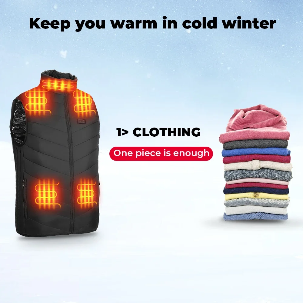 KEMIMOTO Moto Heated Vest USB Electric Smart Heating Jackets Men Women Winter Thermal Heat Clothing Plus size Hunting Coat