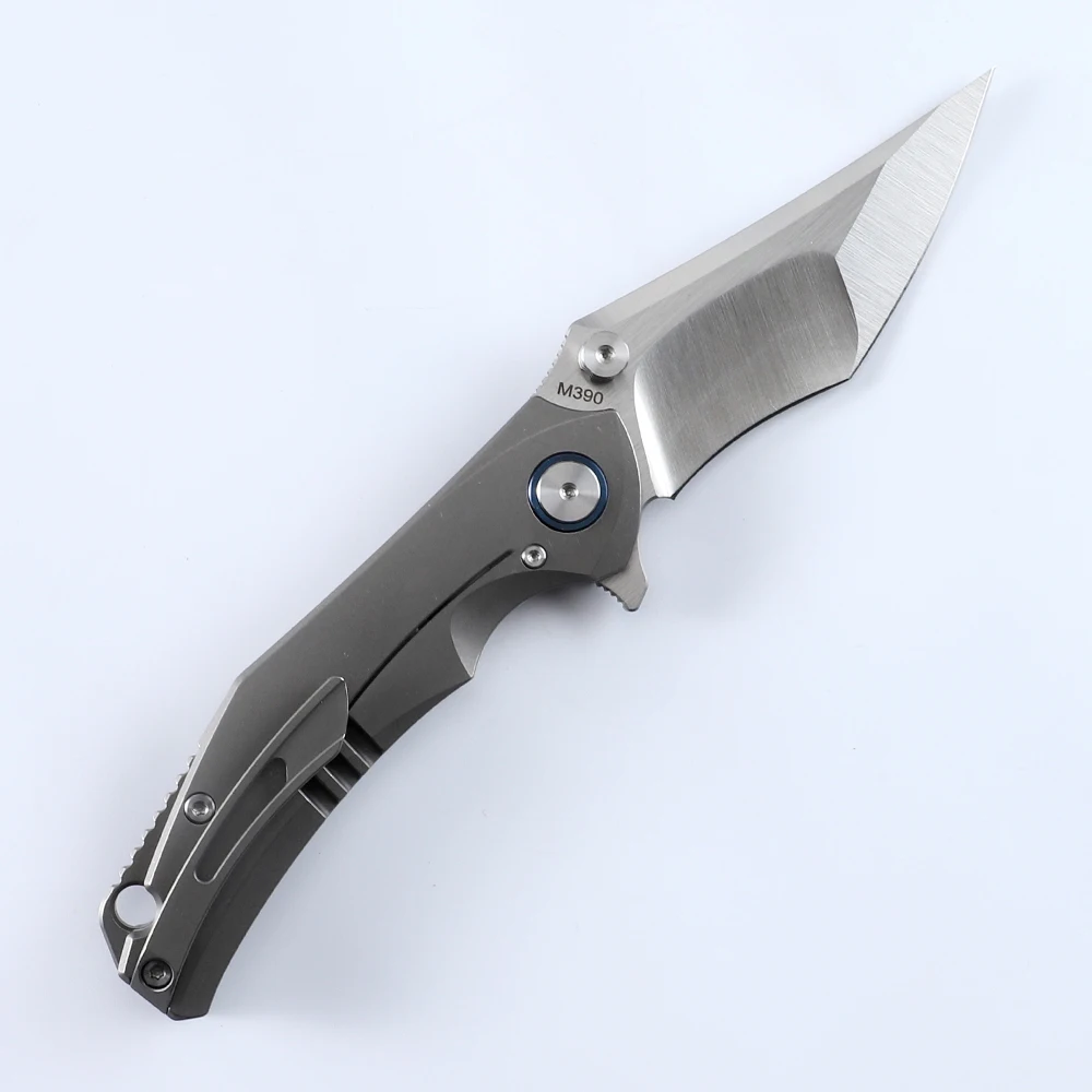 NINE THORN outdoor folding knife M390 steel titanium alloy handle practical hunting camping survival knife fruit knife