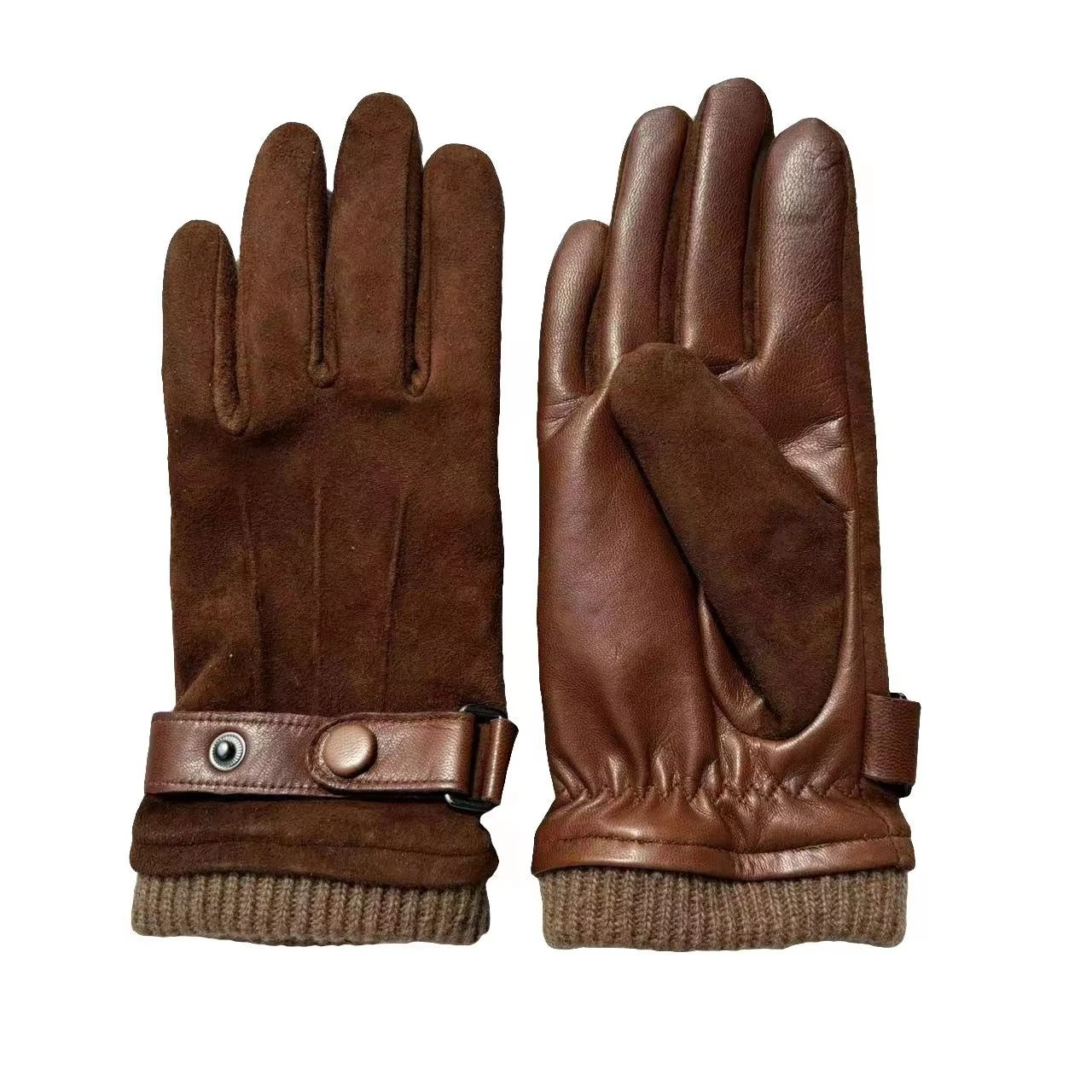 Italian goatskin suede leather gloves men's winter plush guaranteed driving luxury luxury