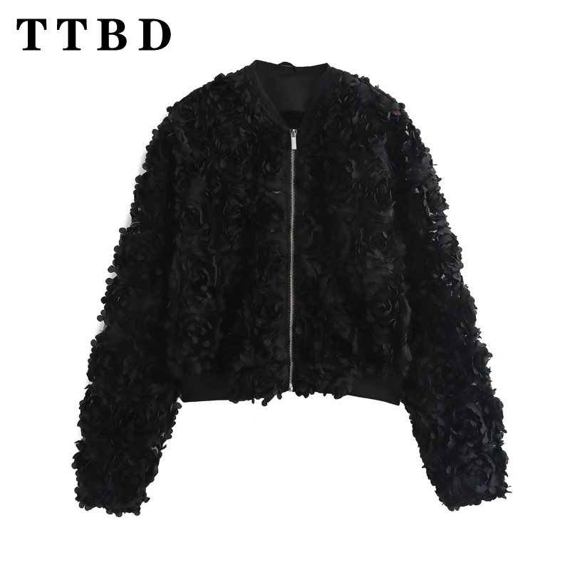 

TTBD 2024 Autumn Wear New Women's Trend Solid Color Long Sleeve Jacket Loose Fit Fashion Coat