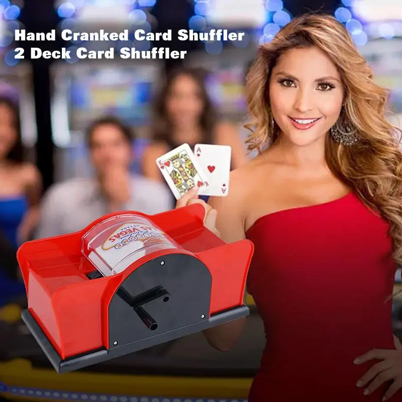 Hand Cranked Card Shuffler 2 Deck Card Shuffler Casino Robot Card Shuffling Machine for Blackjack Texas Holdem Poker Home Card