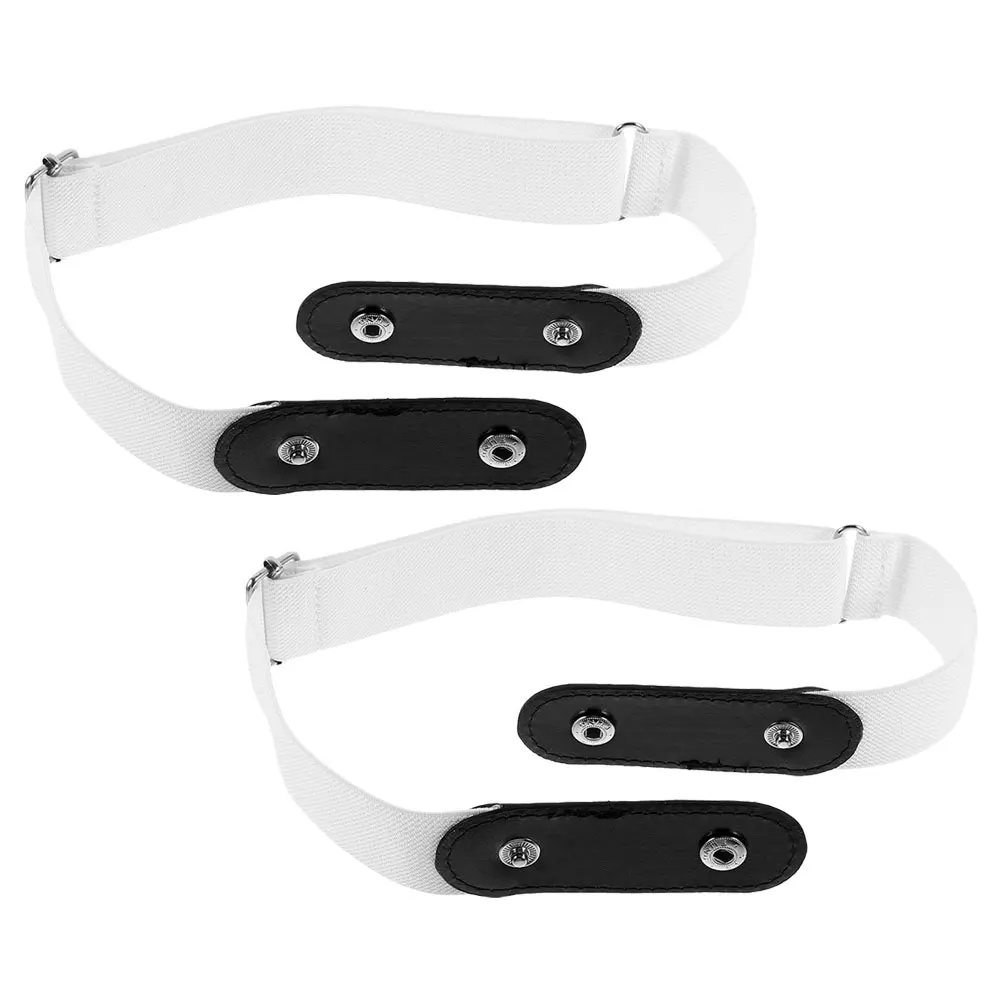 

2pcs Invisible No Buckle No Buckle Elastic Women Belt Adjustable Stretchy Pants Jeans Belts Red Short Pant Belt