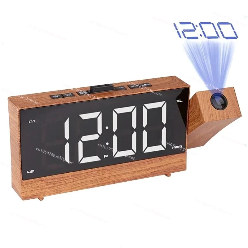 Projection Radio Alarm Clock LED Digital Desk Table Watch Snooze Function Adjustable Projector FM Radio with Sleep Timer