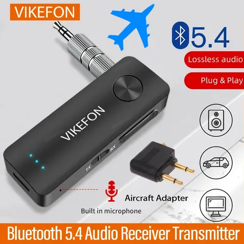 Bluetooth 5.4 Audio Receiver Transmitter Stereo Handsfree Call 3.5mm AUX Jack USB Dongle Airplane Wireless Adapter For TV PC Car