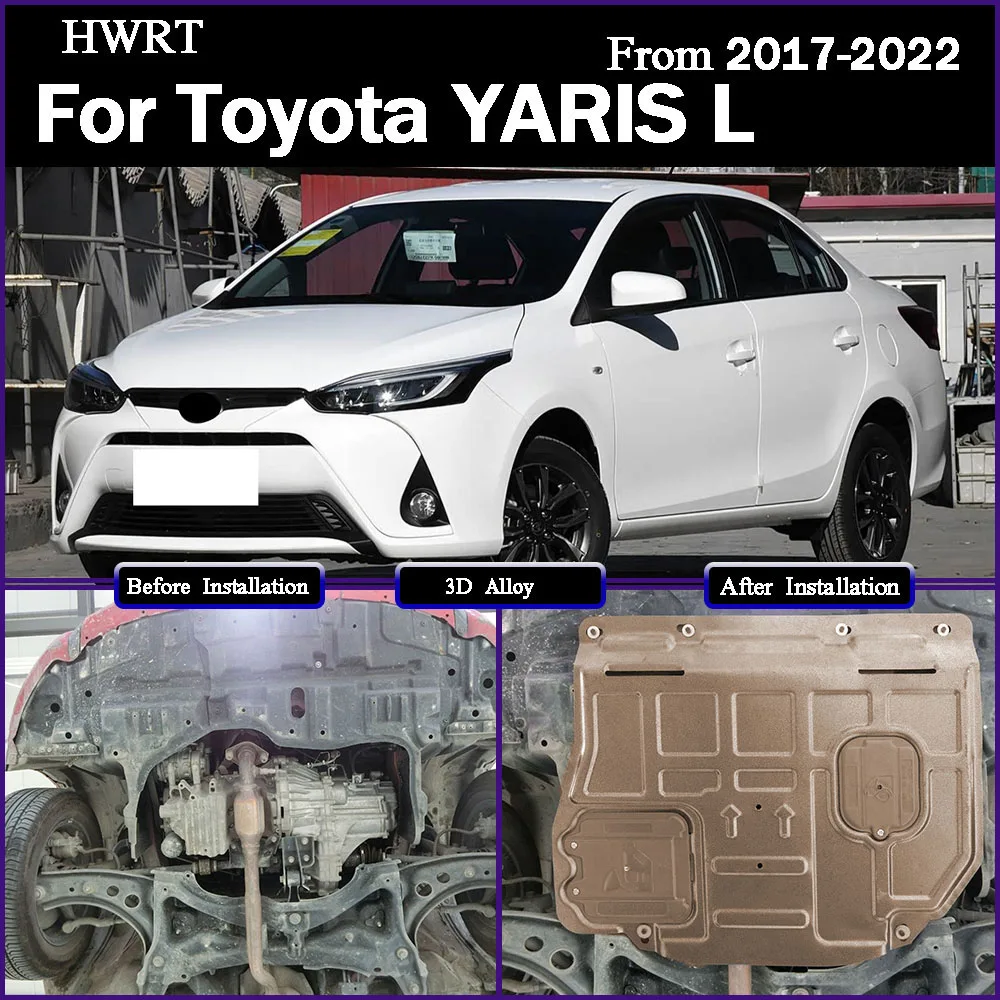 

For Toyota Yaris L Sedan 2017-2022 1.5L Black Under Engine Guard Plate Splash Shield Mud Fender Cover Mudguard Protector