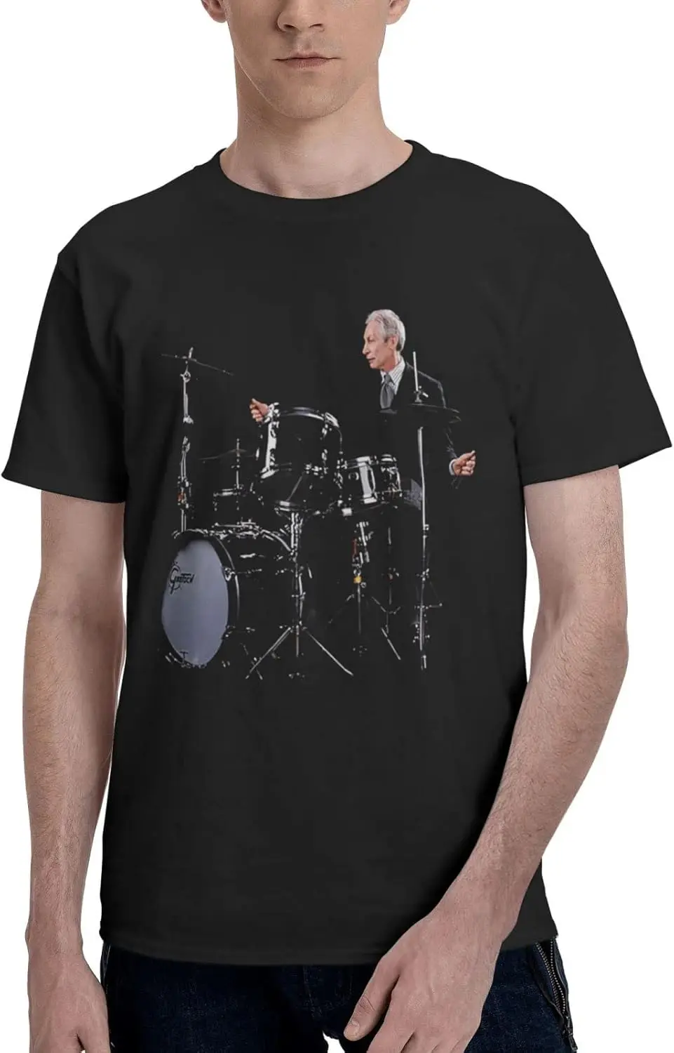 Teen Dand Drummer Charlie and Watts T Shirt Round Neck Short Sleeve T Shirts, Classic Fit Custom Tees Clothing Top