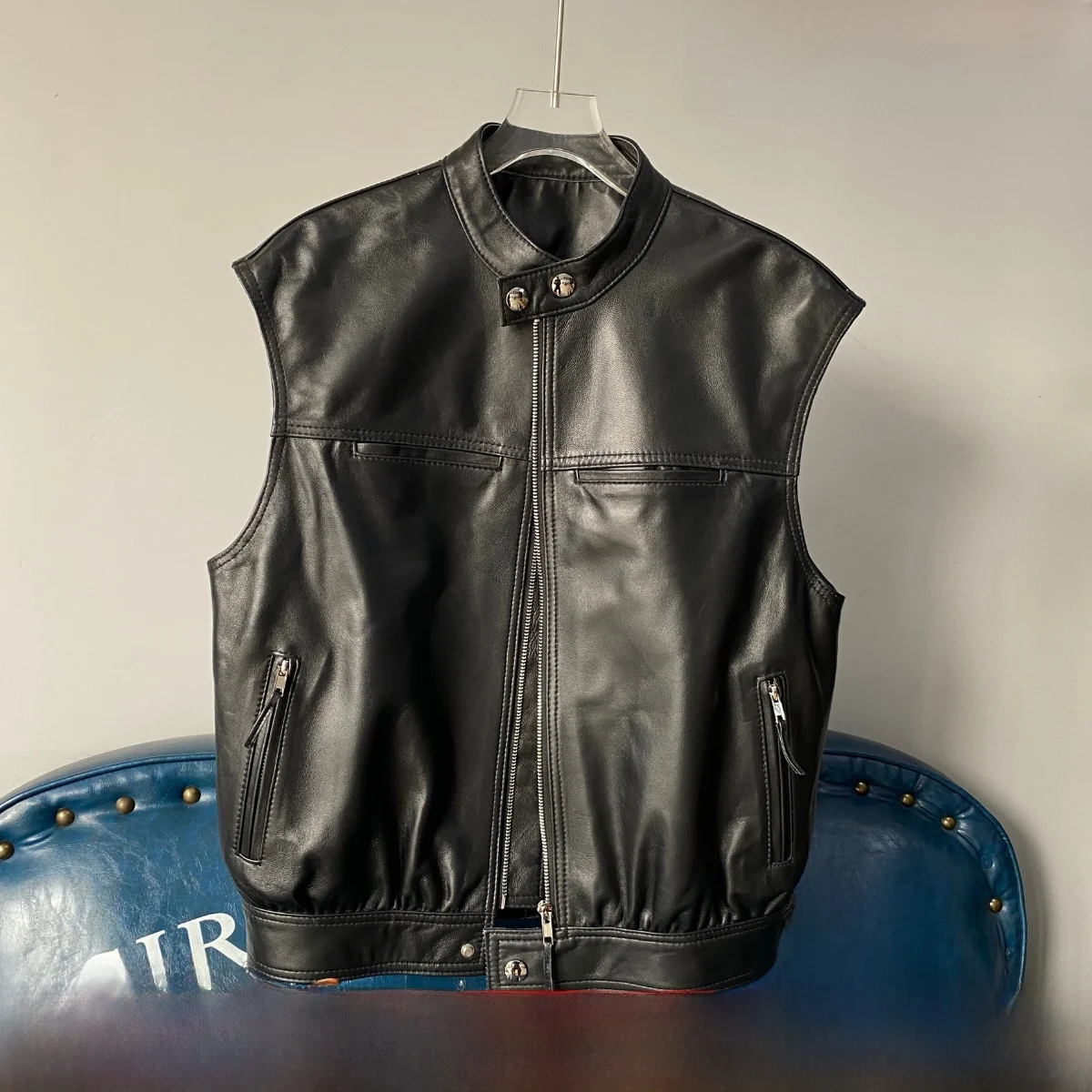 

Женский кожаный жилет из натуральной кожи, весна 2025, свободный крой, воротник-стойка, модная верхняя одежда для повседневной носки, стильный, классический...