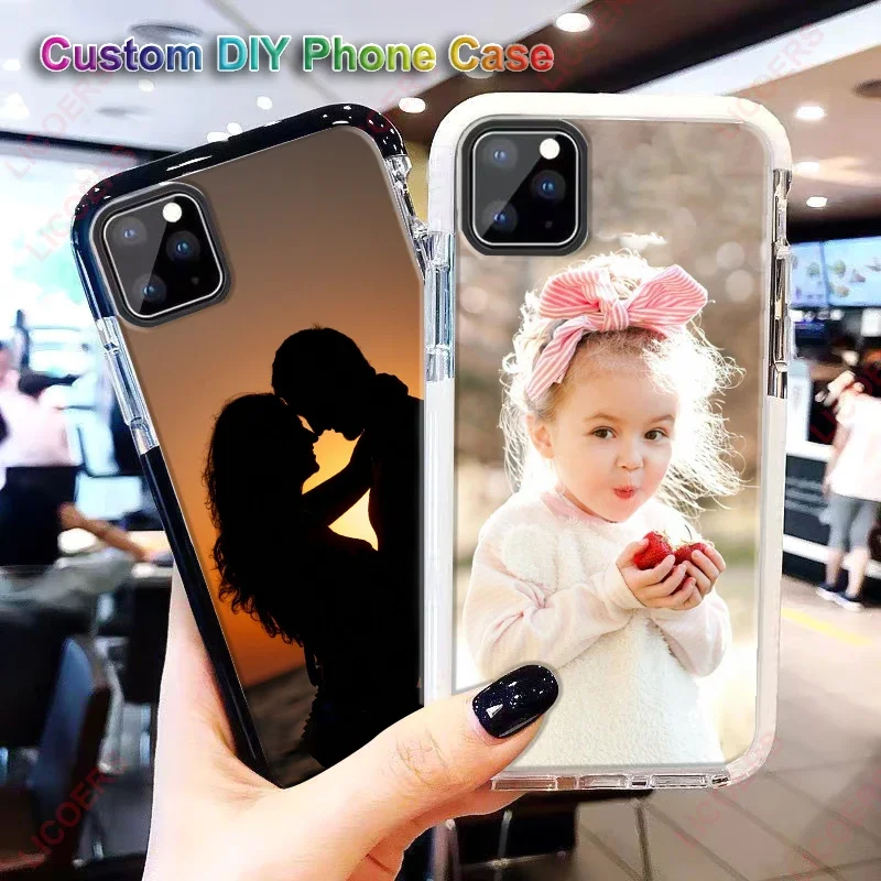 DIY Color Block Case for iPhone 16 15 14 13 12 11 Pro Max Mini XR SE 7 8 Plus Cover Custom Photo Logo Name Floral Crystal Shell