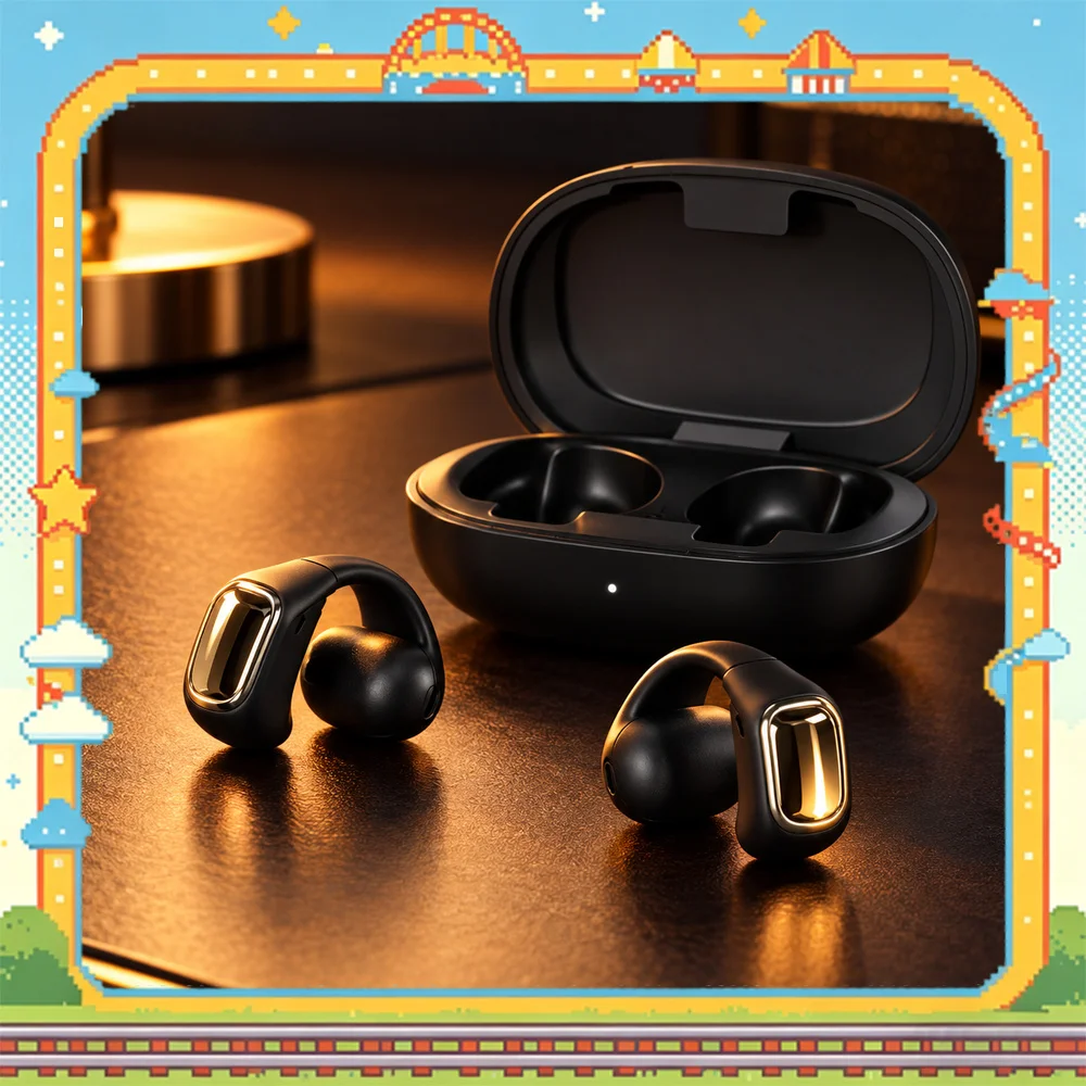 Newmine C9 Open-Ear Clip Wireless Earbuds, Bluetooth 6.0, 360° Spatial Audio, IPX3 Water Resistant, C-Shaped Comfort Fit