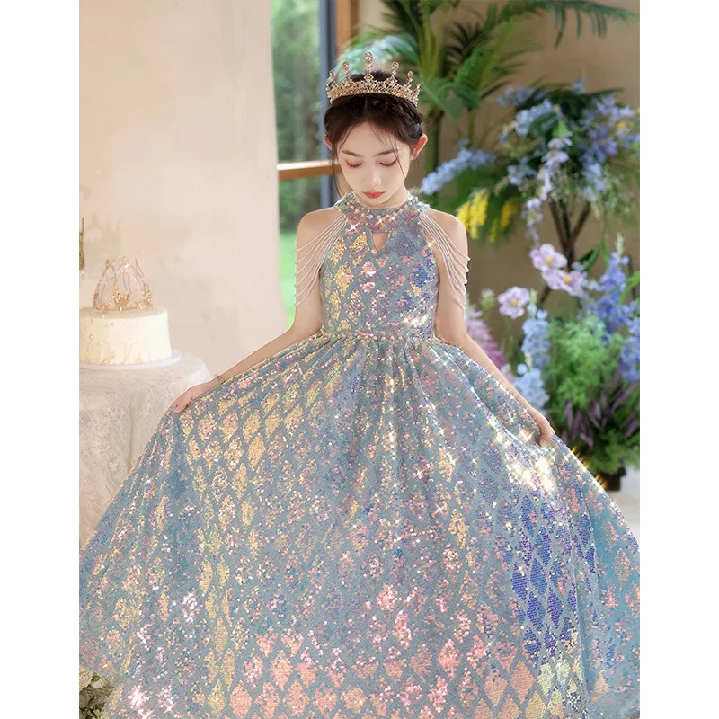 Fashion Baby Girl Princess Bling sequin Dress Infant Toddler Child Beading Vestido Party Pageant Birthday Ball Gown Girl dresses