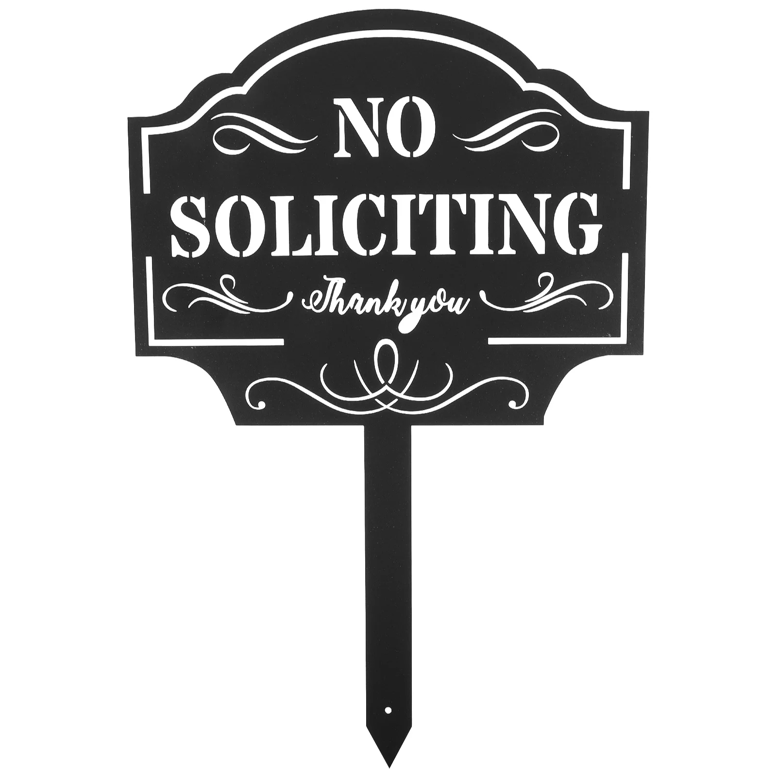 

No Soliciting Sign For Lawn Garden Yard Decorative Metal Warning Sign Iron Outdoor Security Stake For Courtyard Patio Easy
