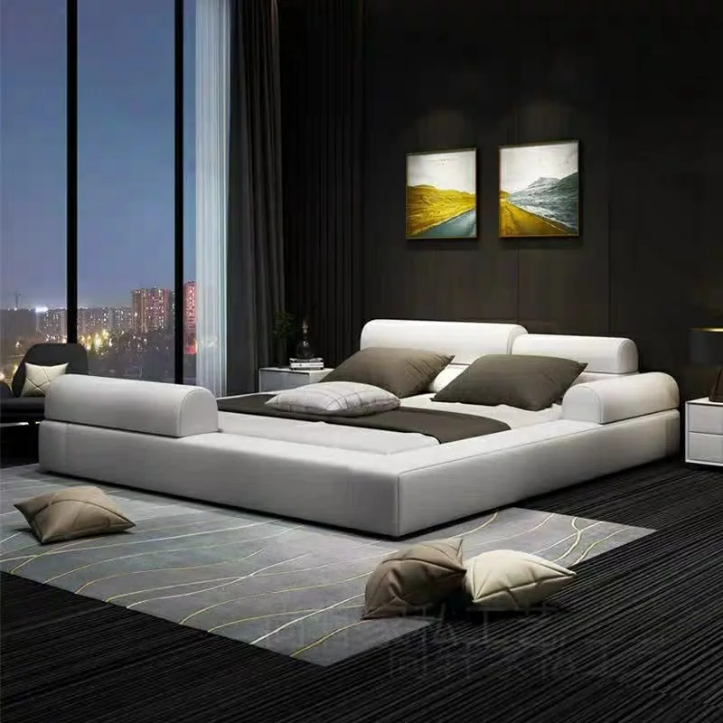 Fabric bed, simple size layout, bed, tatami bed, double bed, master bedroom, hotel, internet famous soft bed