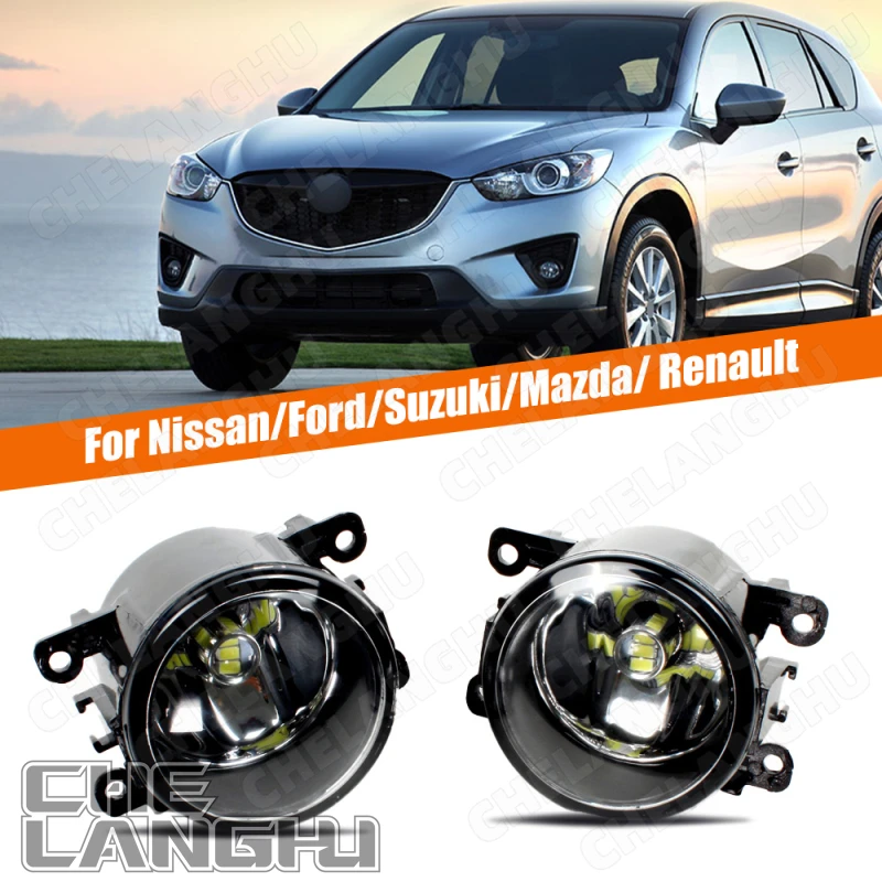 

1Pair Fog Light For Ford Focus MK2/MK3 2004-2015 Nissan Suzuki Mazda Renault Universal Car Front Bumper Fog Lamps With LED Bulb