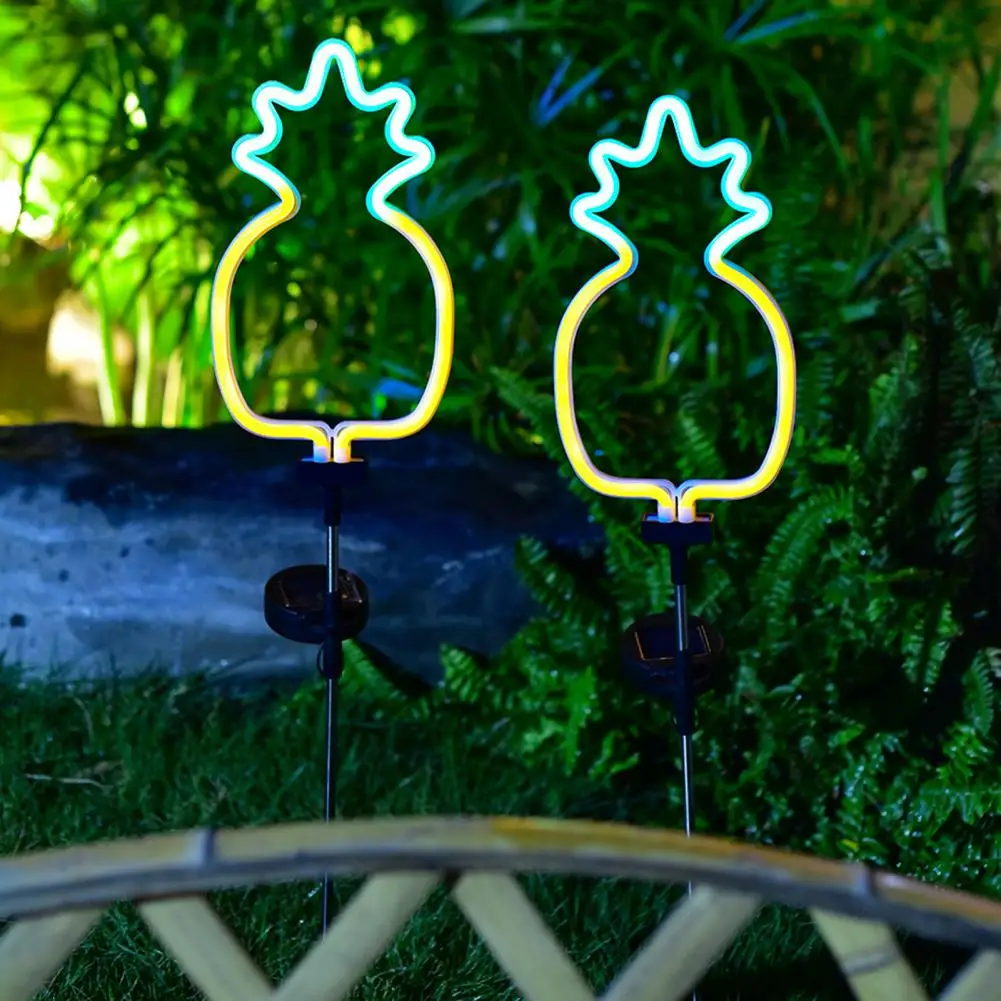 Solar Garden Light Flamingo Cactus Pineapple Coconut Outdoor Waterproof Solar Neon Lights for Landscape Lawn Yard Patio Pathway