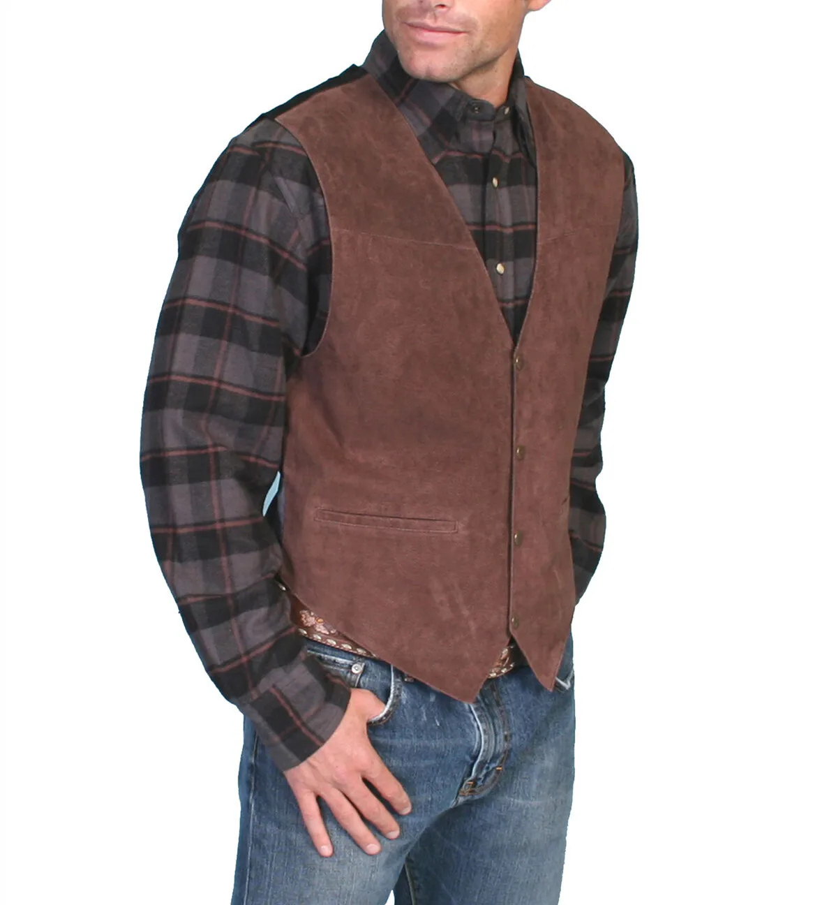 Mens Suede Leather Western Vest