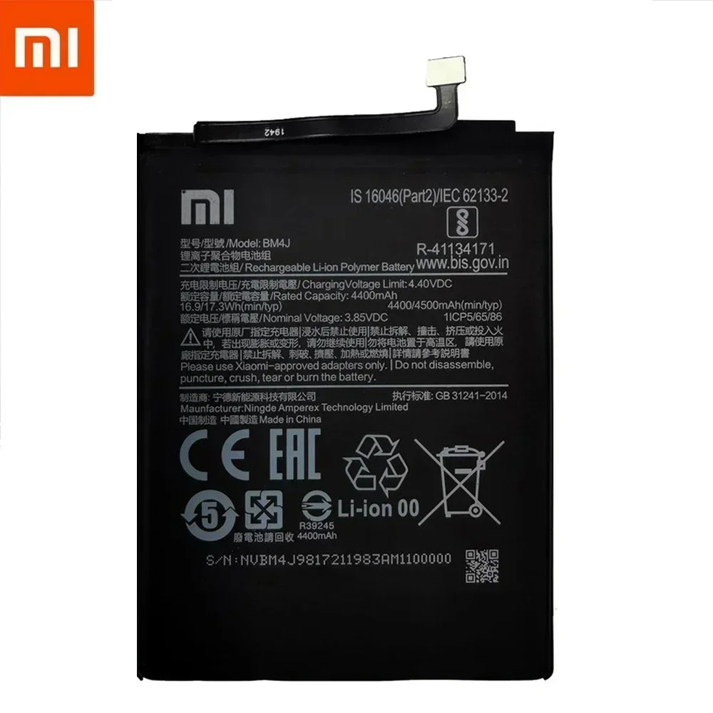 100% Original 4500mAh BM4J Battery For Xiaomi Redmi Note 8 Pro Note8 Pro Genuine Replacement Phone Batteries+Fast Shipping