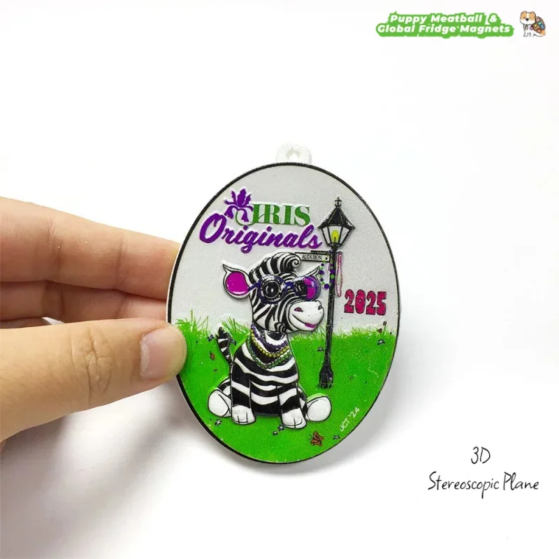 Oval Cartoon Zebra Colorful and Memorable 3D Hot-Selling Magnetic Fridge Magnet