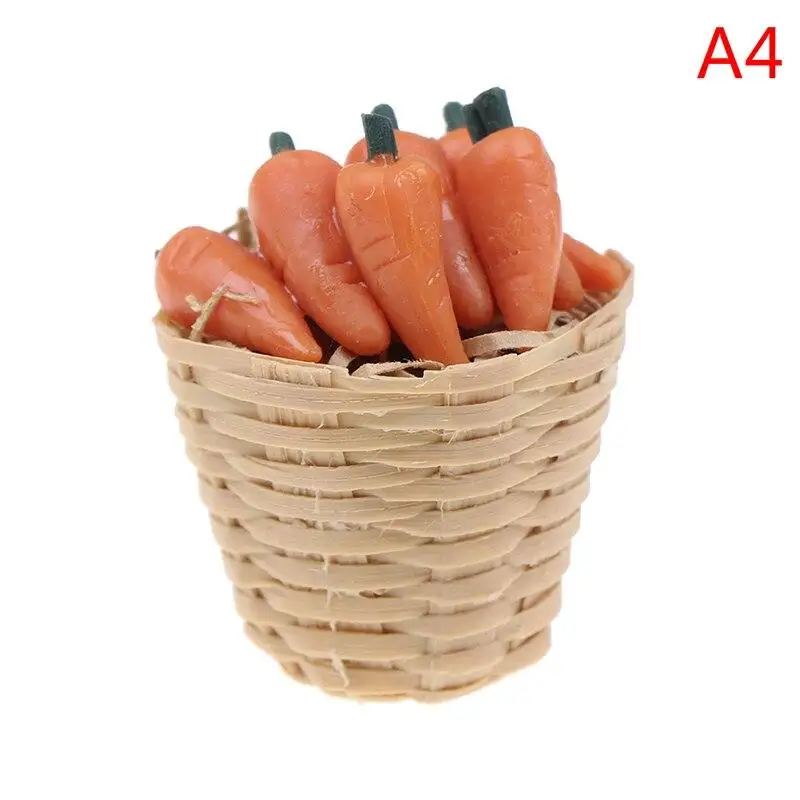 1:12 Mini Simulation Artificial Fruits and Vegetables Doll House Vegetable Bamboo Basket Miniature Accessories for Children - Image 5