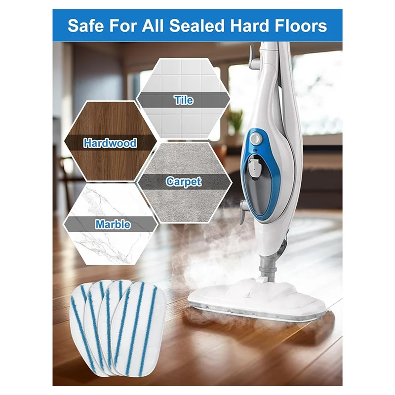 Almohadillas de mopa a vapor B98A-4Pcs para Pursteam Thermapro 10 en 1 y Thermapro 211, limpiador de mopa a vapor de microfibra Pur Steam