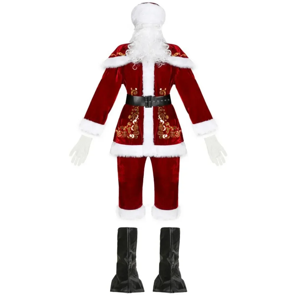 Costume de Cosplay Père Noël pour Homme Adulte, Robe de Barrage de Noël, Tenue de Nouvel An