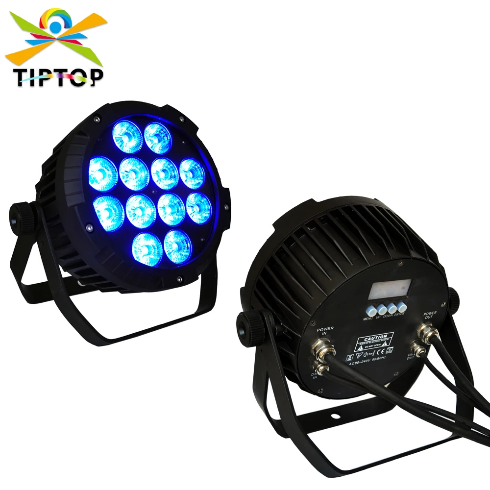 

TIPTOP 12x18W 6 Color Waterproof Aluminum Led Par Cans Outdoor RGBWAUV Tyanshine Big Lens 25 Degree Waterproof Stage Lighting