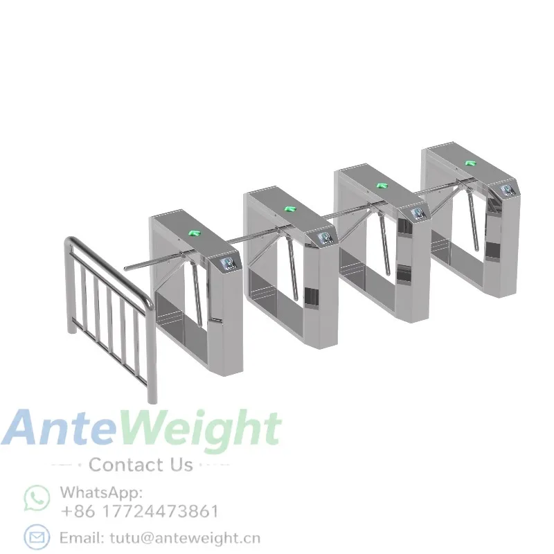 Tripod Turnstile Gate Stainless Steel Access Control System with Security Detector for Hotel Entrance