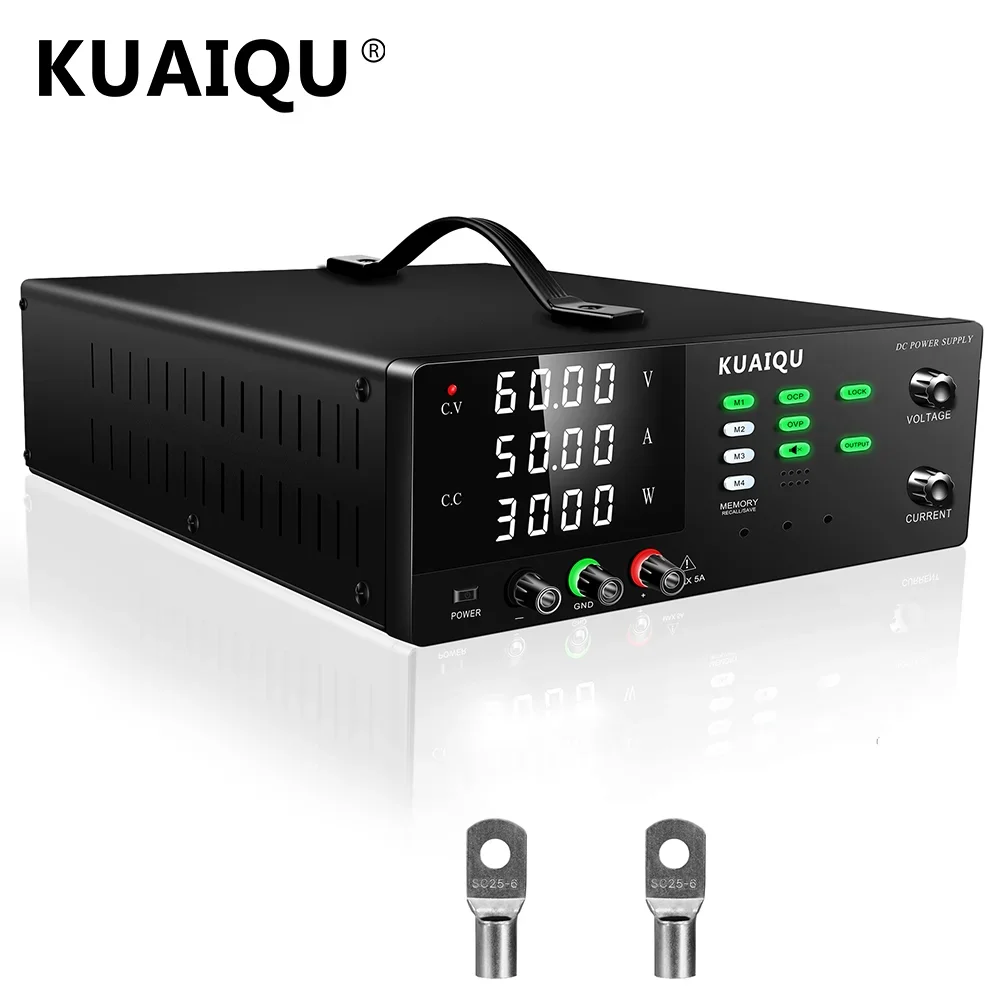 KUAIQU R-SPS6050S 3000W DC High Power Supply 0-60V 0-50A 4-Digit Display OCP/OVP 4 Memory Groups USB/RS232 For Industrial/LAB
