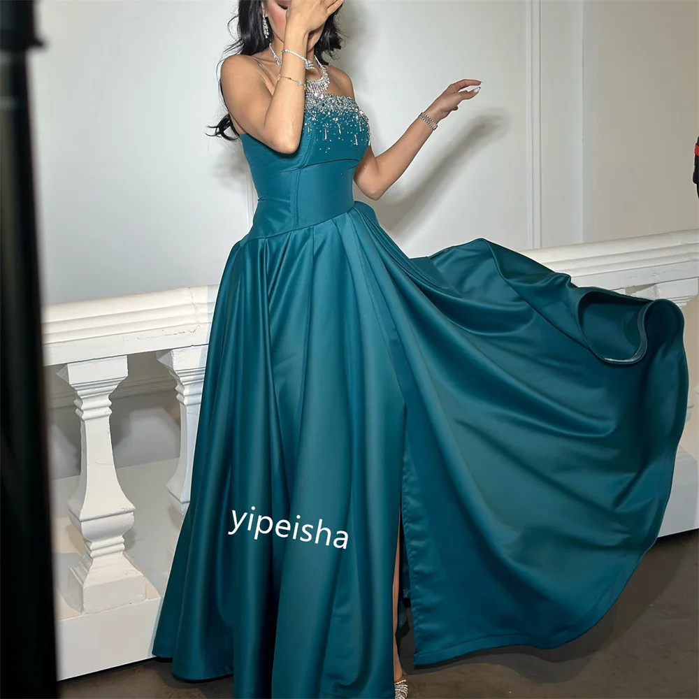 Jiayigong    Satin Beading Engagement Ball Gown Strapless Bespoke Occasion  Long es Saudi Arabia