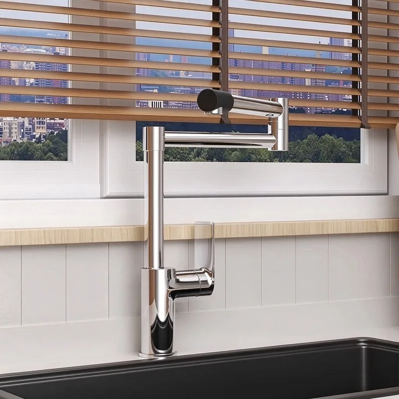 Copper Multi Functional 360° Rotating Faucet Foldable and Extendable Kitchen Sink Hot and Cold Faucet for Home Use