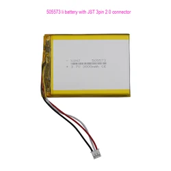 3.7V 3000mAh 11.1Wh Li-Polymer Rechargeable Li Lithium-ion Battery 505573 JST 3Pin 2.0mm Connector NTC 3-Wires Thermistor