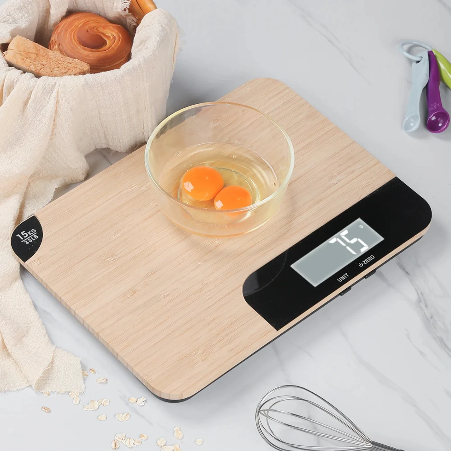 Electronic Kitchen Scale rectangle Separating Battery Operated Measuring Wooden Scale Food Scale  Baking Cooking Accessories