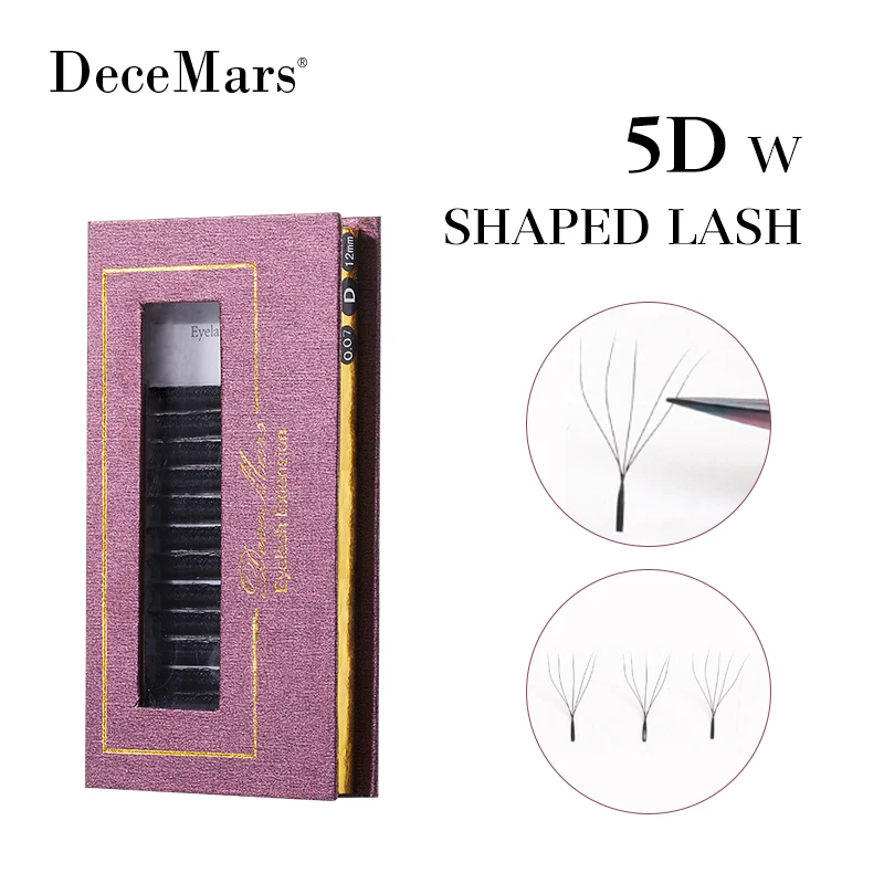 DeceMars 5D W-vorm Premade Wimper Extensions Clusters Natuurlijke Zachte Volume Lash Extension Supplies Gemakkelijk Fanning Valse Wimpers