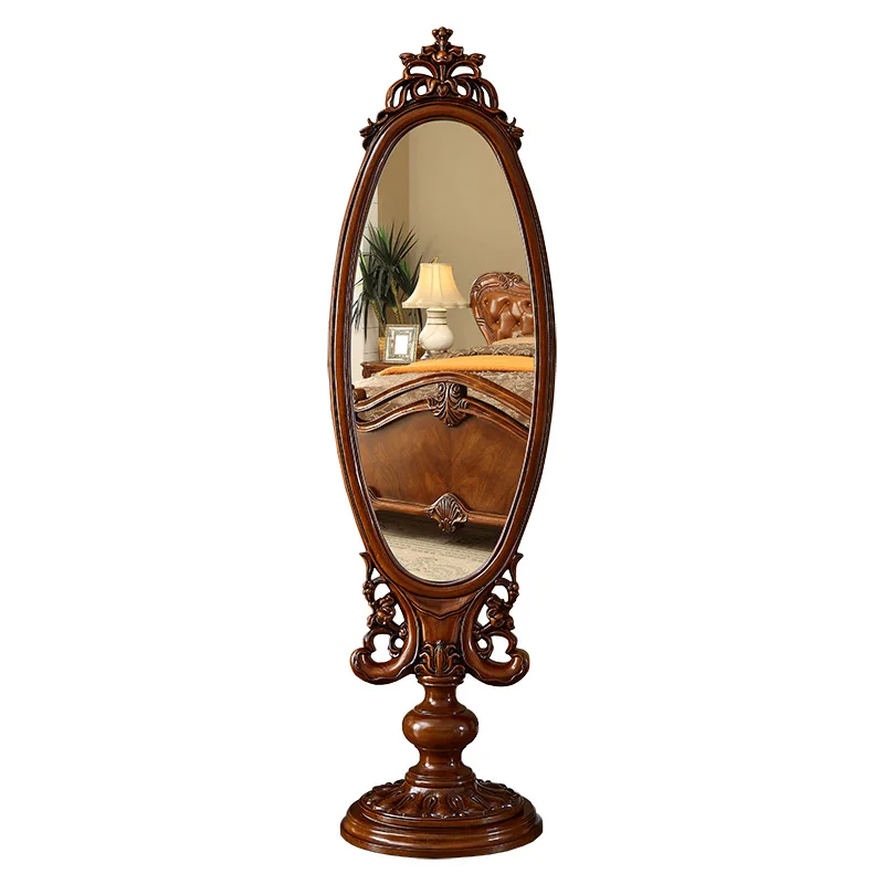 

American full-length mirror pure solid wood living room bedroom double-sided fitting mirror