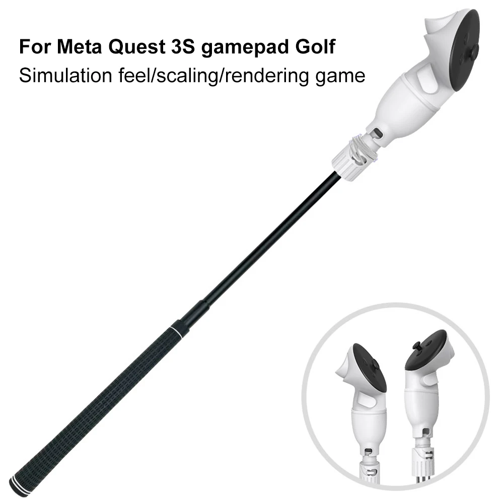 VR Golf Club Handle Grip Attachment For Oculus Quest 3S Controllers Retractable Handle Realistic VR Golf Simulator Handles