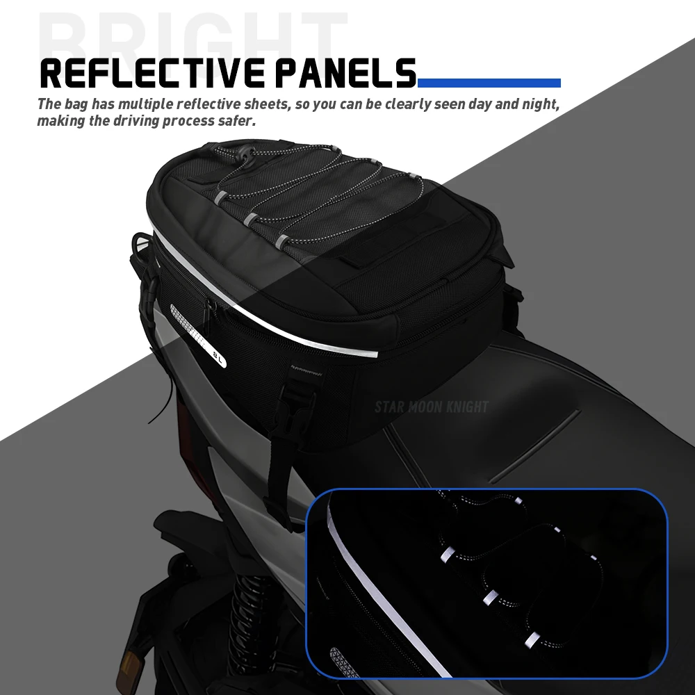 Motorcycle tail bag expandable 8-10L universal motorcycle rear seat luggage storage bag, with shoulder straps and rain cover - Image 3