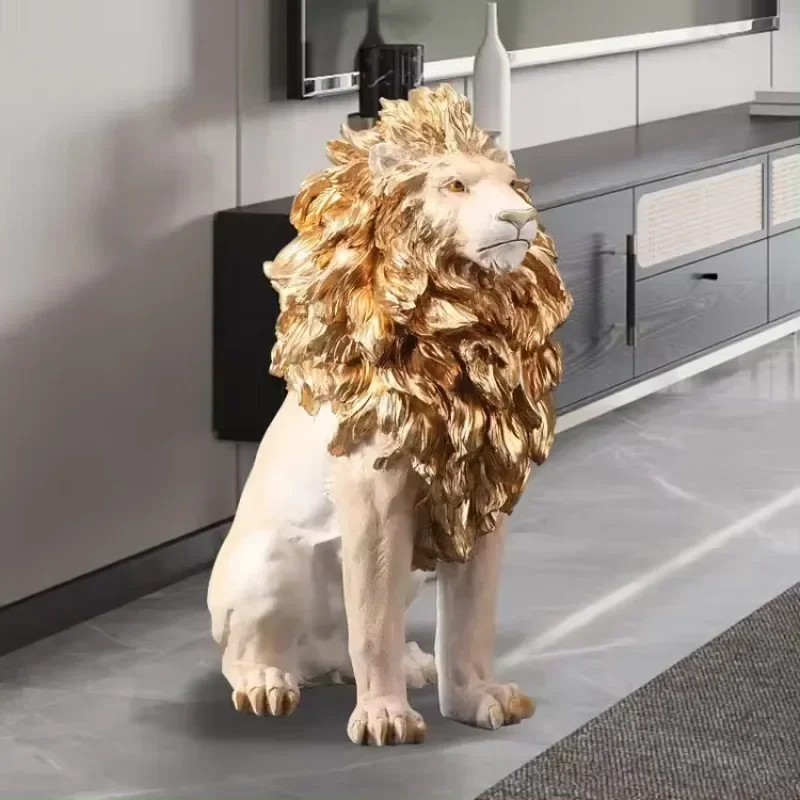 

Personalise Life Size Fiberglass Lion Statue Sitting Lion Sculpture Statue Home Decor Hot sales