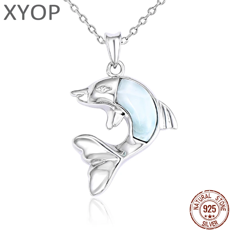 

XYOP 2025 Ларимар Ожерелье с подвеской в виде океанской рыбы для женщин, стерлинговое серебро 925 пробы, модные ювелирные изделия, ювелирный дизайн
