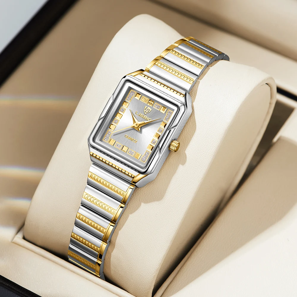 ساعة LIEBIG للسيدات بشريط من الفولاذ المقاوم للصدأ من أفضل العلامات التجارية الفاخرة كوارتز للنساء ساعة يد عصرية مقاومة للماء Relogio Feminino