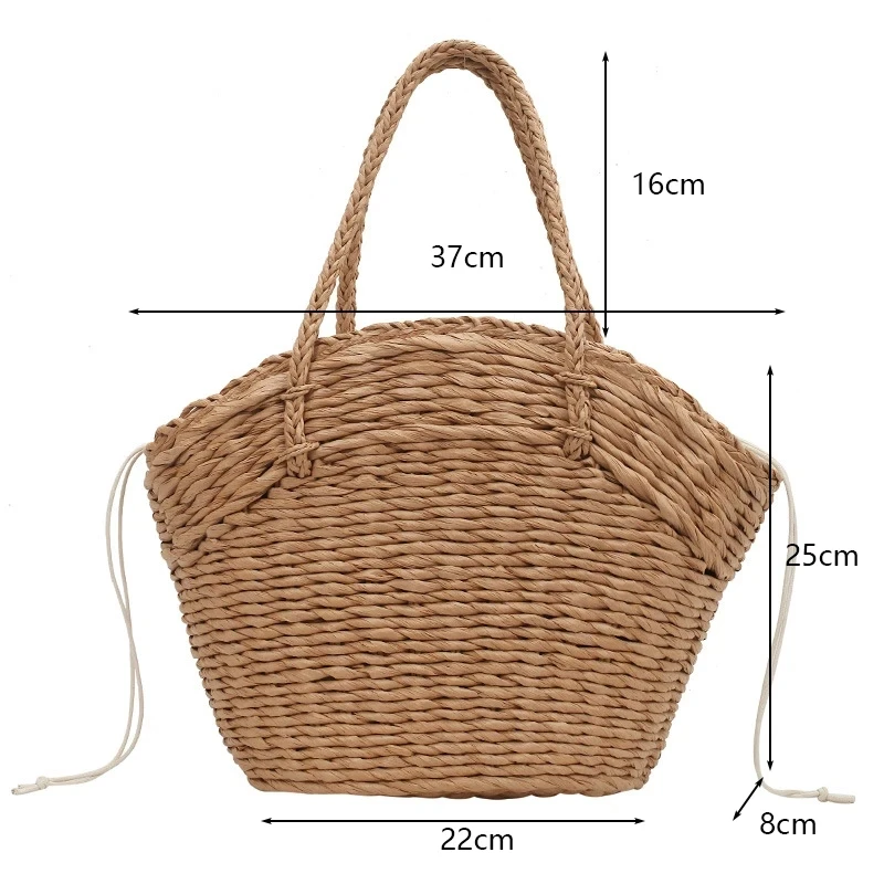 Large Capacity Female Bohemian Beach Handbag Rattan Wicker Straw Tote Bag Casual Travel Fashion Shoulder Basket Bolsos