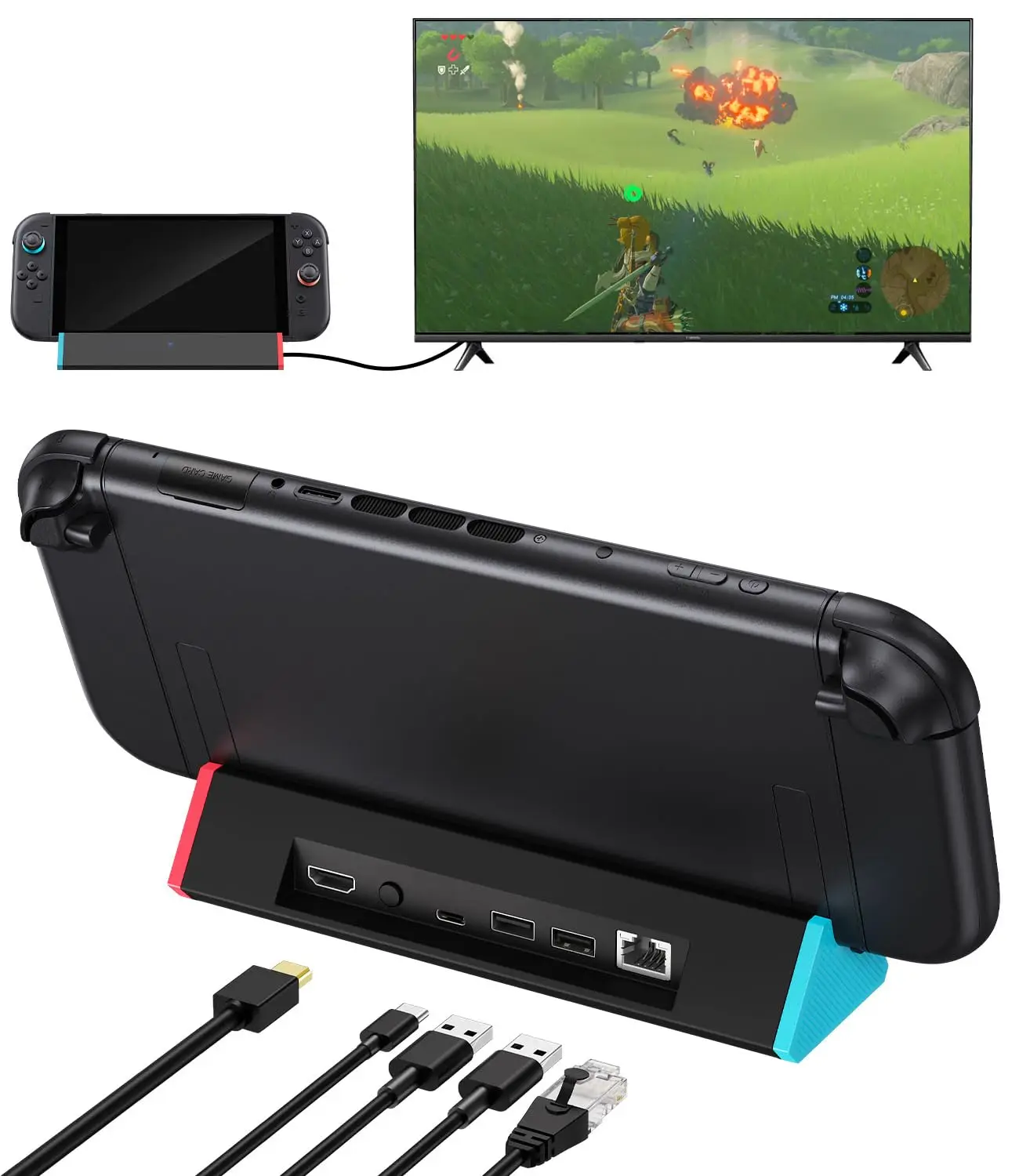 

TV Dock Station for Nintendo Switch 2,Gigabit Ethernet,Portable TV Docking Station Replacement with 4K HDMI Adapter for Switch 2